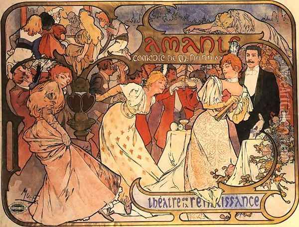 Amants, 1895 Oil Painting - Alphonse Maria Mucha