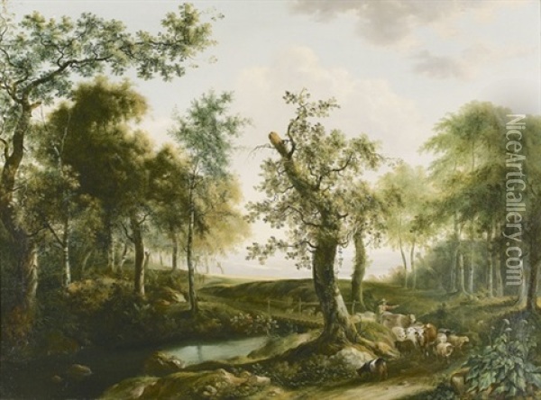 Waldlandschaft Im Sommer Oil Painting - Johann Balthasar Bullinger the Elder