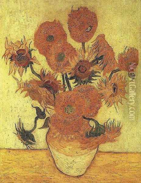 Vase With Fifteen Sunflowers III Oil Painting - Vincent Van Gogh