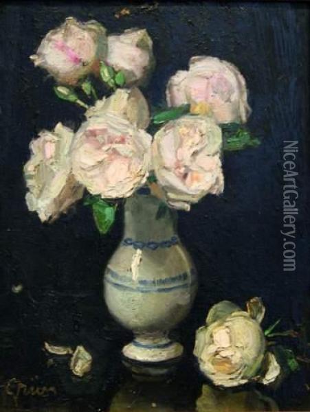 Bouquet De Roses Blanches Oil Painting - Maurice Grun