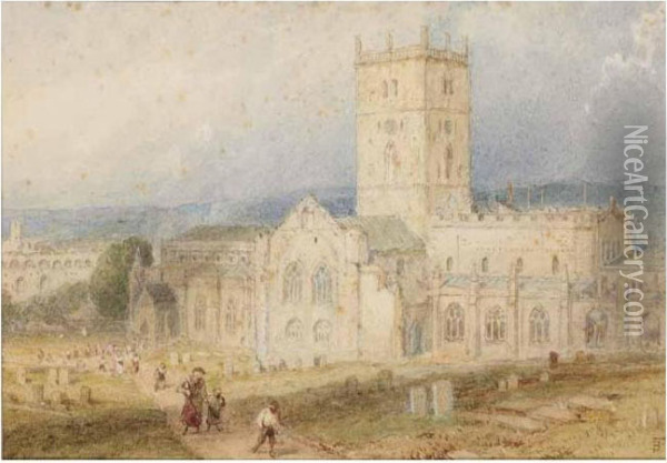 St. Davids, South Wales Oil Painting - Myles Birket Foster