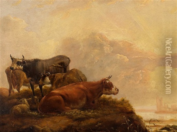 Cows And Sheep Oil Painting - Aelbert Cuyp