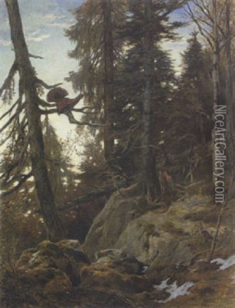 Auerhahn-balz Oil Painting - Franz Xaver von Pausinger