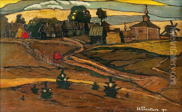 Rural Landscape Oil Painting - Ivan Iakovlevich Bilibine