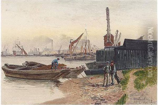Thames In Woolwich Reach Oil Painting - Francis Seymour Leslie