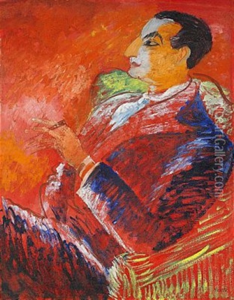 Portratt Av Isaac I Gul Fatolj Oil Painting - Sigrid (Maria) Hjerten