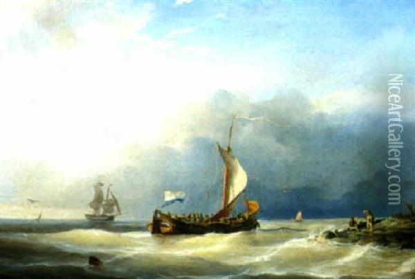 Off The Dutch Coast Oil Painting - Nicolaas Riegen