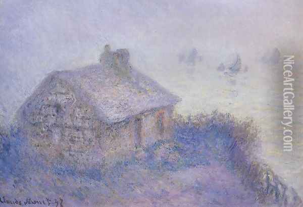 Customs House At Varengeville In The Fog Aka Blue Effect Oil Painting - Claude Oscar Monet