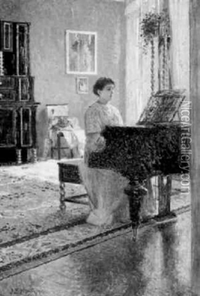 Dame Am Klavier Oil Painting - Joseph Eugen Hoerwarter