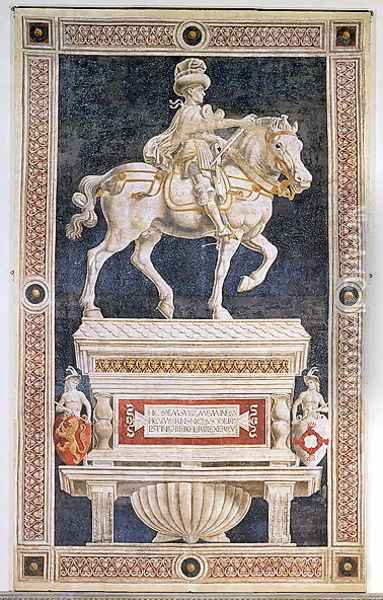 Equestrian monument of Niccolo Marucci da Tolentino (d.1435), 1456 Oil Painting - Andrea Del Castagno