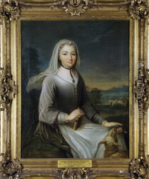 Portrait De Amable Gabrielle De Noailles, Duchesse De Villards En Sainte Agnes Oil Painting - Pierre Gobert