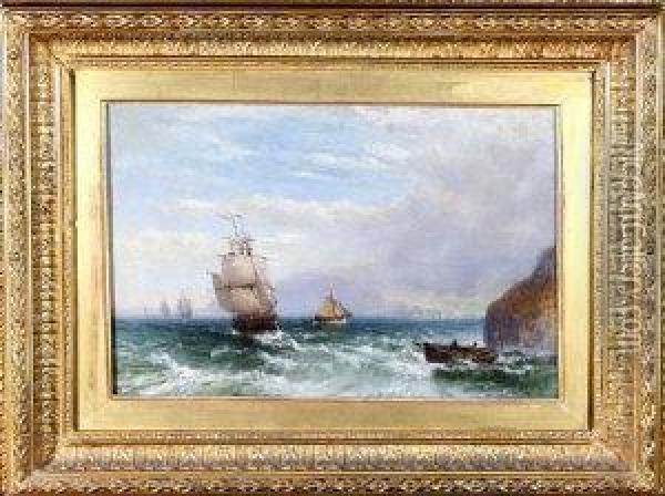 Shipping Off A Coast Oil Painting - Robert F. Watson