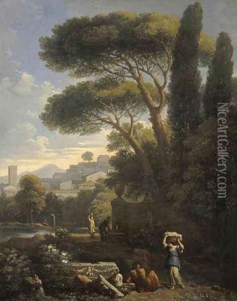 Landscape with a Fountain Oil Painting - Jan Frans Van Bloemen (Orizzonte)