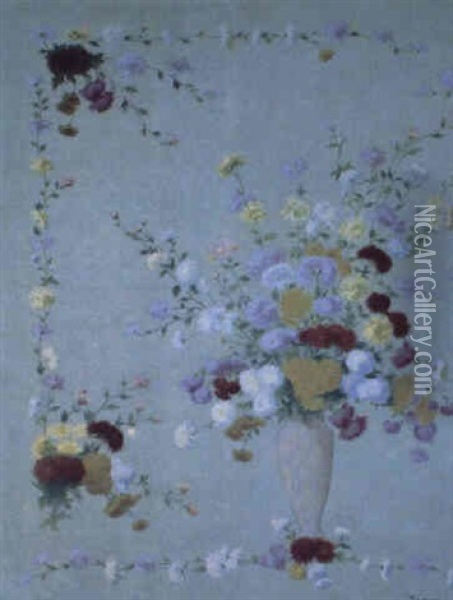 Fleurs Dans Un Vase Oil Painting - Achille Lauge