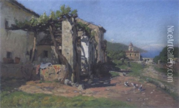 Bauernhaus Oberhalb Des Amphitheaters Von Taormina Oil Painting - Otto Geleng