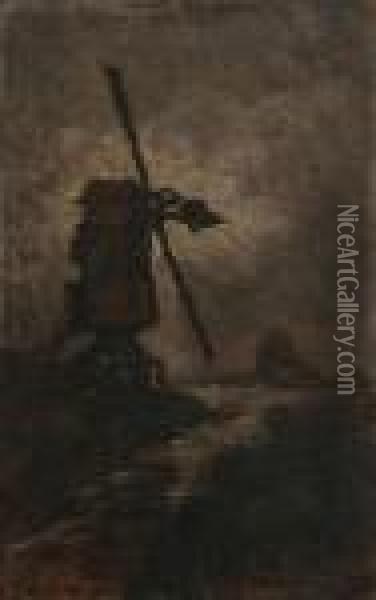 Windmolen Bij Het Water Bij Nacht Oil Painting - Georges Lemmen