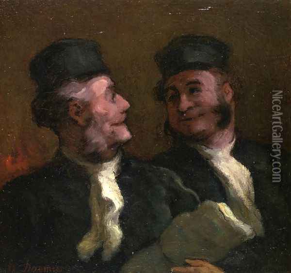 The Lawyers Oil Painting - Honore Daumier