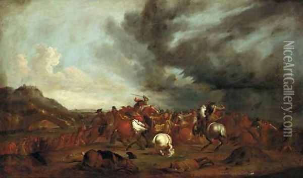 A cavalry battle Oil Painting - Rugendas, Georg Philipp I