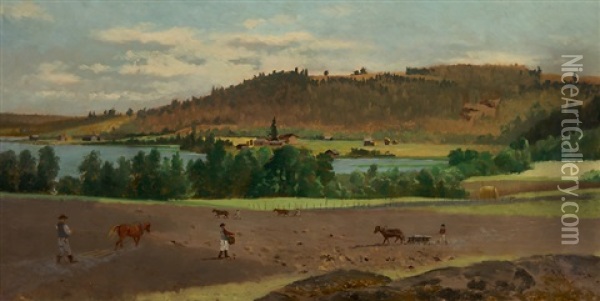 Ploughing Oil Painting - Sigfrid August Keinanen