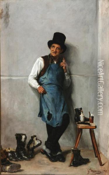 Portrait Of A Shoeshiner Oil Painting - Georges Mosson