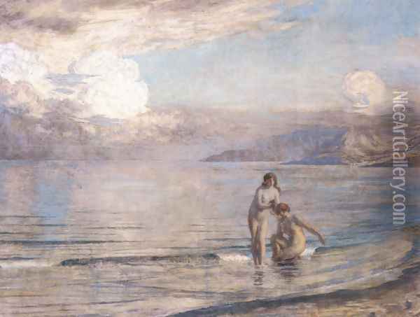 Bathers on the Beach Oil Painting - Marie Auguste Emile Rene Menard