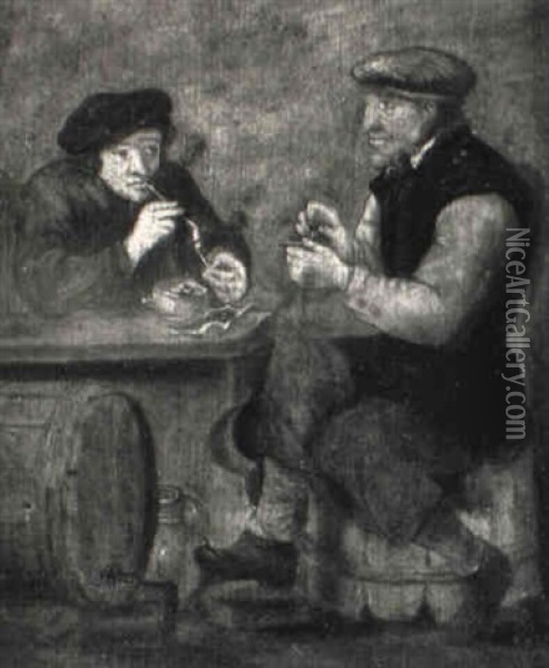 Zwei Pfeifenraucher In Einer Schenke Oil Painting - Adriaen Jansz van Ostade