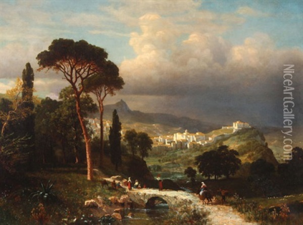 Italian Landscape After Storm Oil Painting - Albert Bierstadt