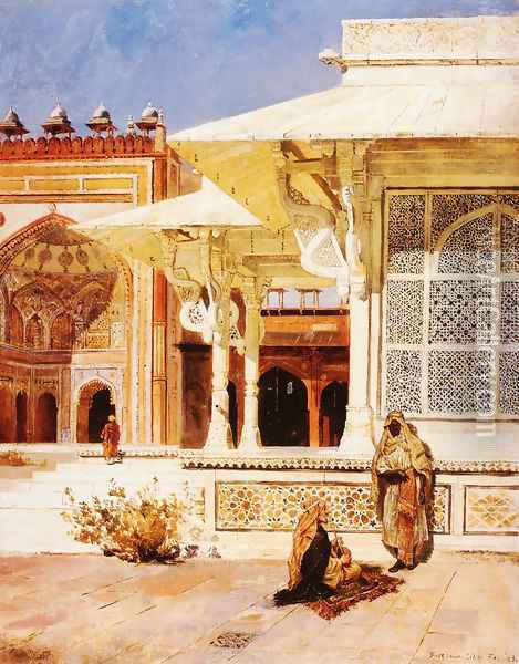 White Marble Tomb At Suittitor Skiri Oil Painting - Edwin Lord Weeks