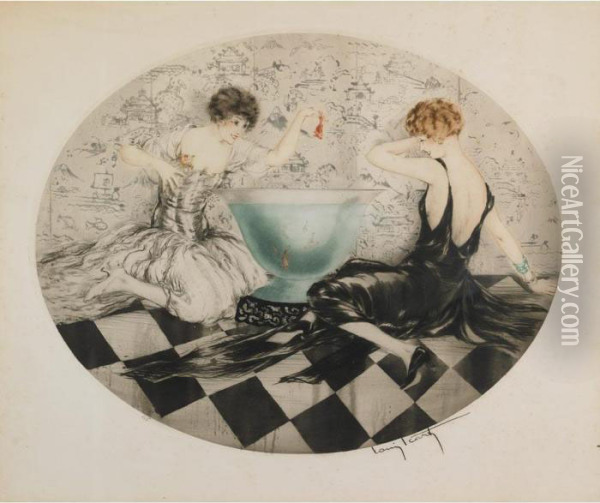 Teasing (taquinere) Oil Painting - Louis Icart
