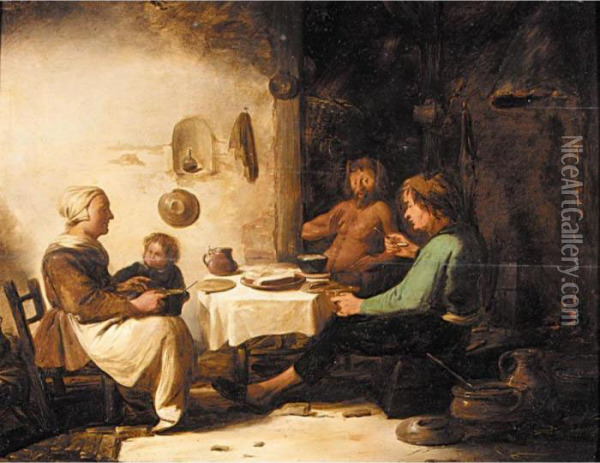 The Satyr And The Peasant Family Oil Painting - Benjamin Gerritsz. Cuyp