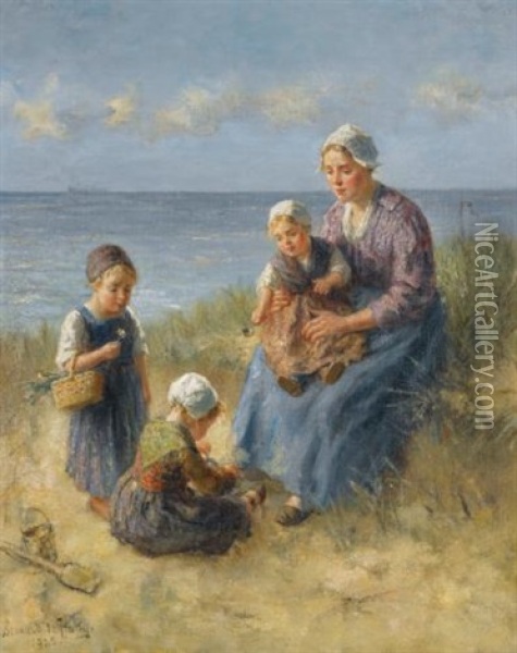 At The Seaside Oil Painting - Bernard de Hoog