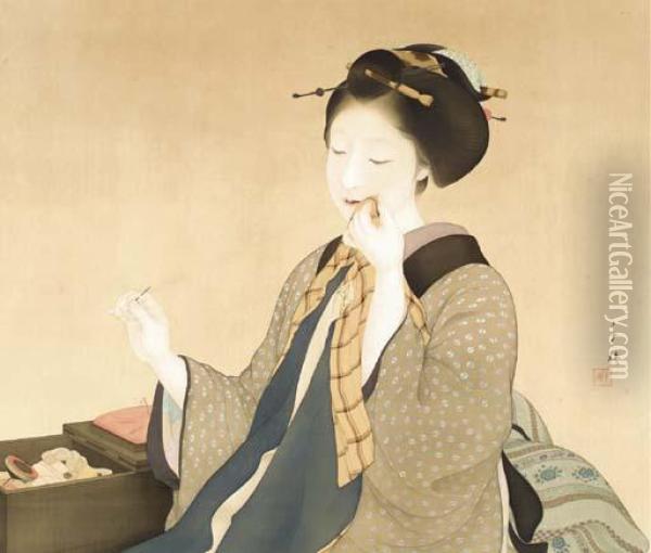 Beauty Sewing Oil Painting - Chigusa Kitani
