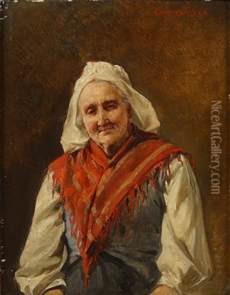 Portret Van Een Oude Vrouw Oil Painting - Gerard Jozef Portielje