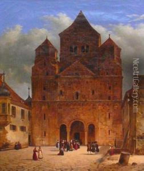  Eglise Romane En Bourgogne  Oil Painting - Charles Caius Renoux