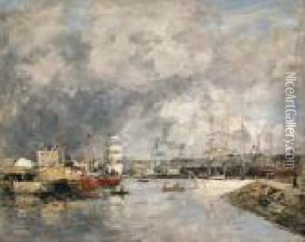 Dieppe, Le Port (the Port Of Dieppe) Oil Painting - Eugene Boudin