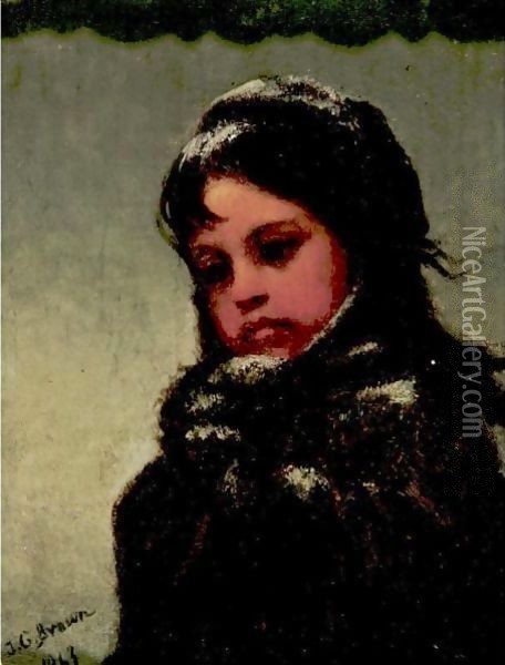 Child In The Snow Oil Painting - John George Brown