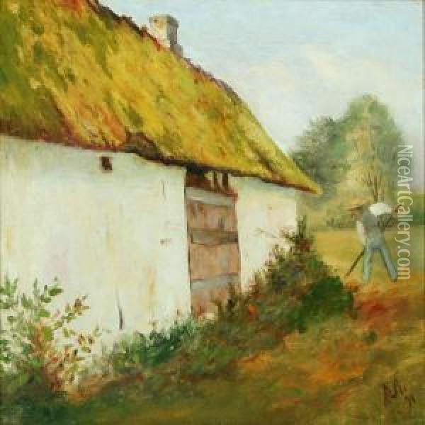 Farm Exterior Oil Painting - Povl Steffensen