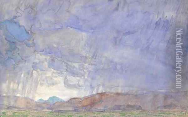 Thunderstorm on the Oregon Trail Oil Painting - Childe Hassam