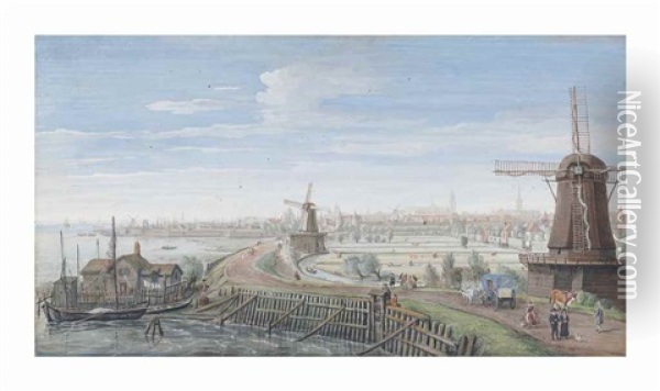 A View Of Hoorn Oil Painting - Gaspar van Wittel