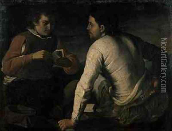 The Gamblers Oil Painting - Domenico (Micco Spadaro) Gargiulo
