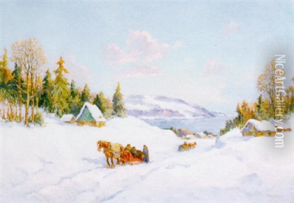 Winter Morning, Baie St. Paul Oil Painting - Paul Archibald Octave Caron