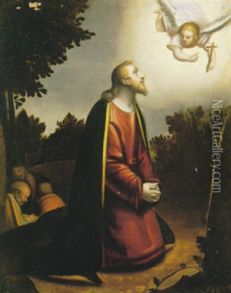 Cristo Nell'orto Degli Ulivi Oil Painting - Luca Cambiaso