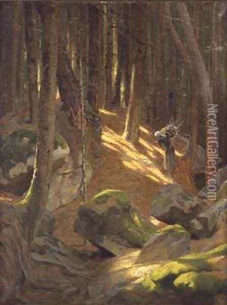 Twilight in a Forest Oil Painting - Adrian Scott Stokes
