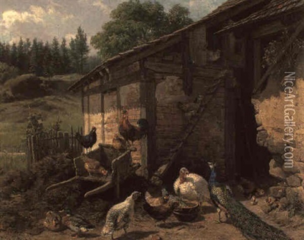 Federvieh Am Bauernhof Oil Painting - Carl Jutz the Elder