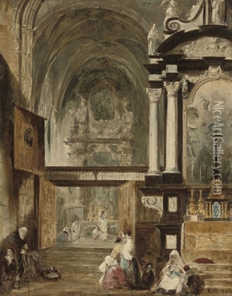 The Interior Of Santa Maria Gloriosa Del Frari, Venice Oil Painting - Edward Pritchett