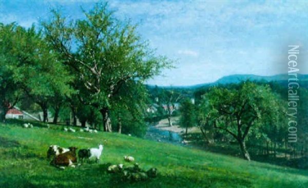 Overlooking The River Oil Painting - James McDougal Hart