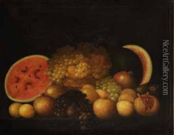 Bodegon De Frutas Y Bodegon De Cocina Oil Painting - Federico Corchon y Diaque