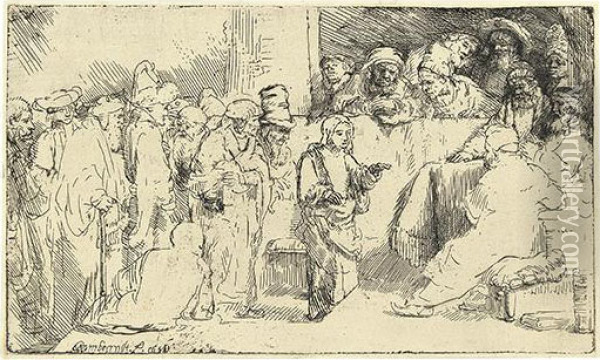 Christ Disputing With The Doctors. Oil Painting - Rembrandt Van Rijn
