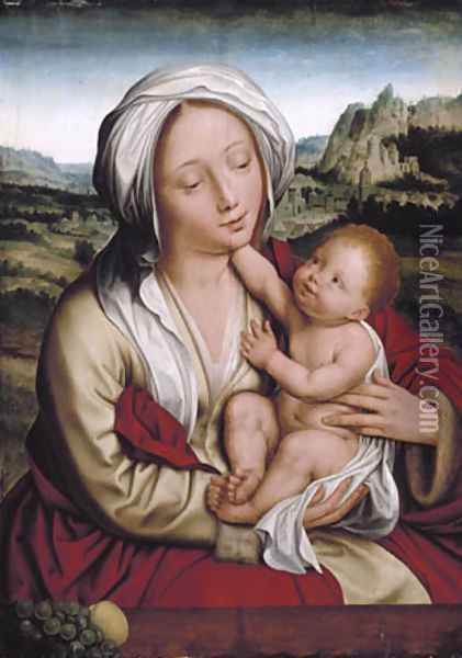 Madonna and Child Oil Painting - Workshop of Quentin Massys