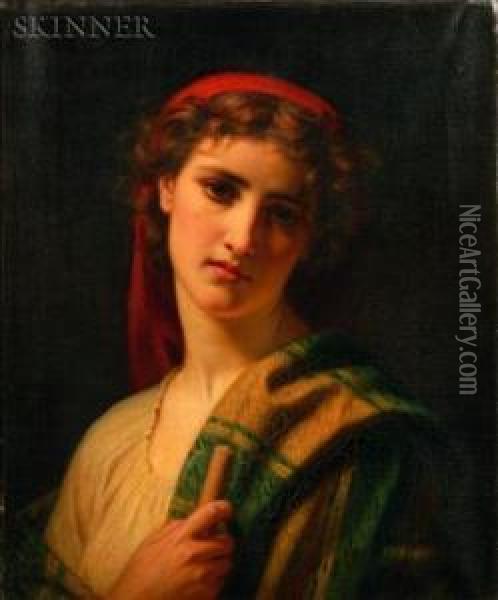 Portrait Of A Peasant Girl Oil Painting - Hugues Merle